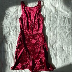 Divided Burgundy Velvet Dress - 2